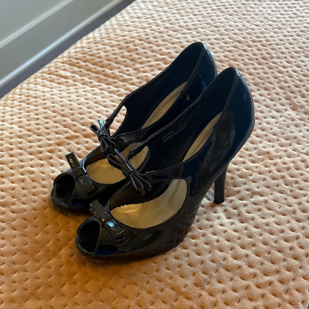 Elegant Black Peep-Toe Heels